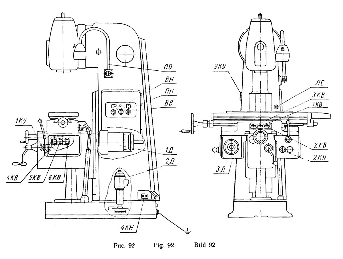 Cхема розположення електроустаткування на горизонтальных консольно-фрезерных верстатах 6н104